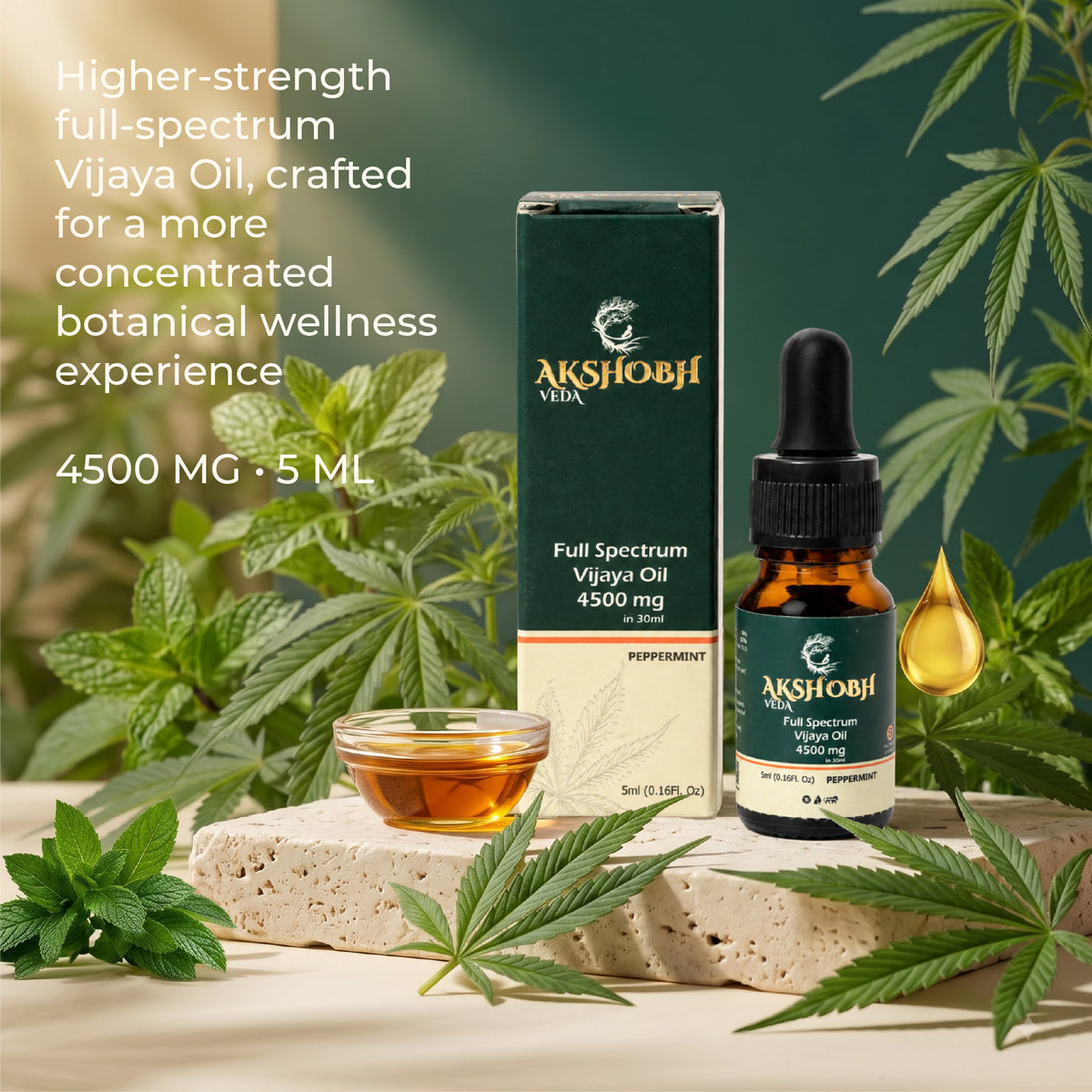Akshobh Veda Full Spectrum Vijaya Oil(Oral Drops)(4500 MG) (Trial Pack)